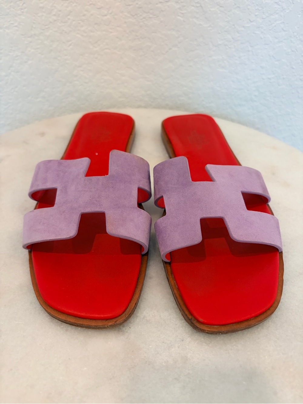 2021 Purple Suede and Red Sole Sandals | Size 8